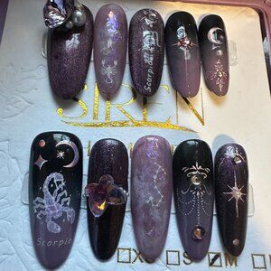 Scorpio high-quality handcrafted reusable press on nails.